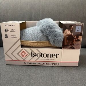 Isotoner Women's Blue Memory Foam Slippers
